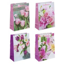 Пакет подарочный бумажный 17,5x24x8см Весенние цветы 4 дизайна LADECOR